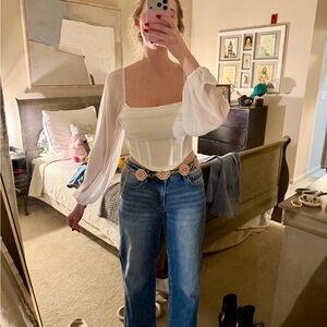 SHEIN White Blouse with Puff Sleeves